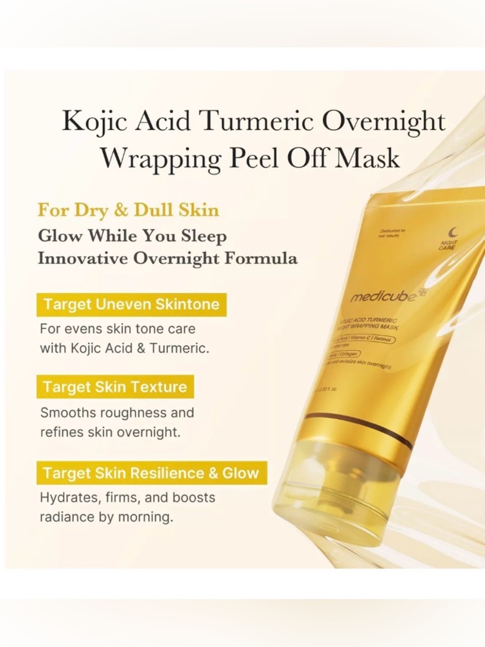 Medicube Kojic Acid Turmeric Night Wrapping Mask - Yellow - Picture 4 of 6